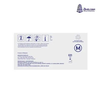 GUANTES MORADOS DE NITRILO MEDIANO CON 100 PIEZAS ANELSAM