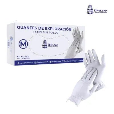 GUANTES LIBRES DE POLVO MEDIANO CON 100 PIEZAS ANELSAM