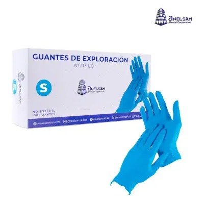GUANTES AZUL DE NITRILO CHICO CON 100 PIEZAS ANELSAM