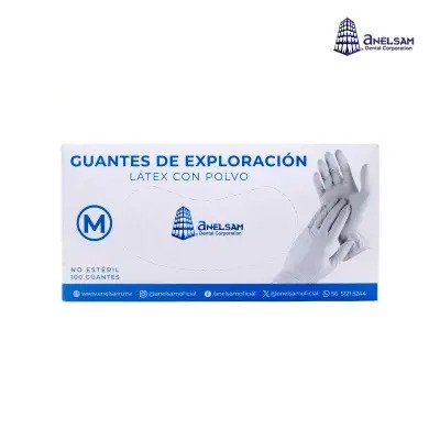 GUANTES DE LATEX MEDIANO CON 100 PIEZAS ANELSAM