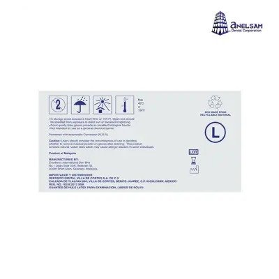 GUANTES LIBRES DE POLVO GRANDE CON 100 PIEZAS ANELSAM